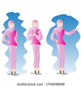 Hijabbi woman in 3 different poses