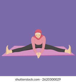 Hijabi Girl Cat Cow Back Stretch Pose Marjaryasana Bitilasana 