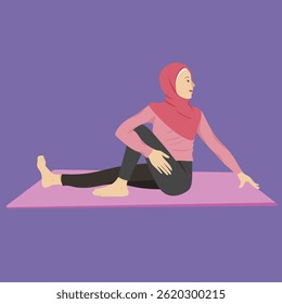 Hijabi Girl Downward Facing Dog Pose Adho Mukha Svanasana