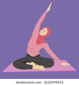 Hijabi Girl Easy Seated Pose Yoga Sukhasana 
