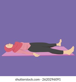 Hijabi Girl Relaxing Through Gentle Yoga Flow 
