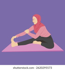 Mulher Hijabi Pose de árvore equilíbrio Vrksasana
