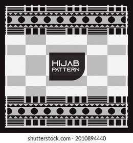 hijab,scaf Template Design für den Druck auf Stoff, Textilien, Papier, Wrapper, Scrapbooking. Traditionelle Ziegelverzierungen im ethnischen Stil. Nahtloses Muster. Authentischer geometrischer Hintergrund in Wiederholung.