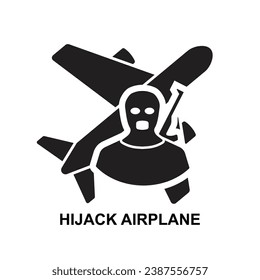 Hijack air plane icon. Hijacker terrorist plane isolated on background vector illustration.