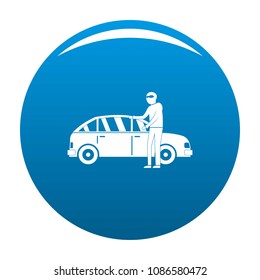 Hijacker icon. Simple illustration of hijacker vector icon for any design blue