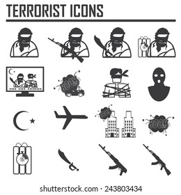 Hijacker Terrorist Airplane Car Bomb,vector Icon Clip Art