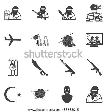 Hijacker Terrorist Airplane car bomb,vector Icon Clipart