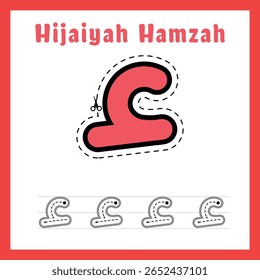 Hijaiyah Hamzah Carta Prática Corte e Rastrear Atividade Planilha para Crianças