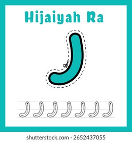 Hijaiyah ra Letter Practice Cut and Trace Activity Worksheet for Kids