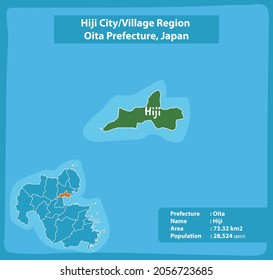 Hiji City Village Region Kumamoto Oita Map, Japan