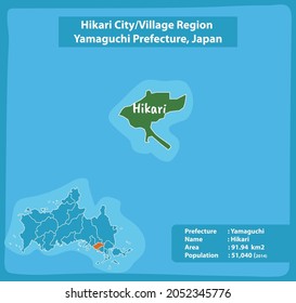 Hikari City Village Region Yamaguchi Prefecture Map, Japan