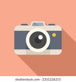 Hike camera icon flat vector. Travel equipment. Trip vacation