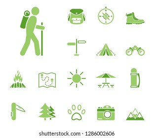 hike excursion icon set