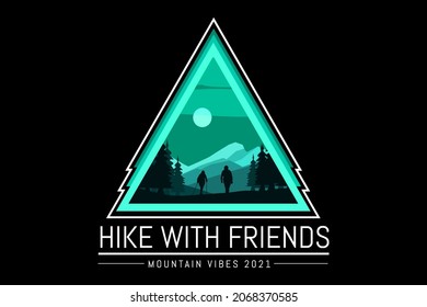 hike with friends silhouette design 