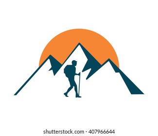 Hike Hiker Hiking Mountaineer Camp Image Icon Logo