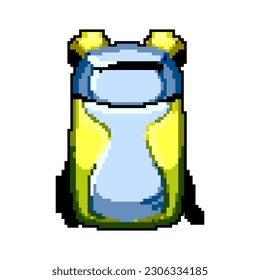 hike hiking backpack game pixel art retro vector. bit trip tourist, journey nature hike hiking backpack. old vintage illustration