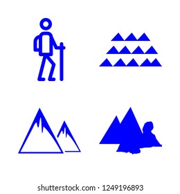 hike icon set about mountain, mountains and trekker vector set