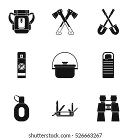 Hike icons set. Simple illustration of 9 hike vector icons for web