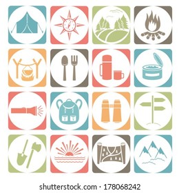 Hike icons. Vector.  EPS-10 (non transparent elements,non gradient). 