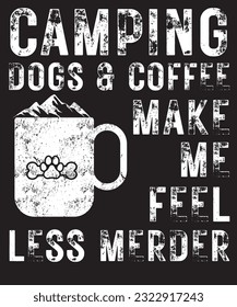 hike more worry less hiking with dog camping adventure with dog  t-shirt design. Walking with dog black and white. mountain vector illustration vector art dog foot print