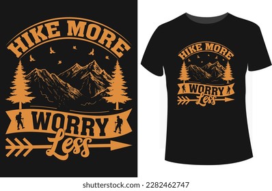 Hike more worry less t-shirt design with mountain vector and vintage color