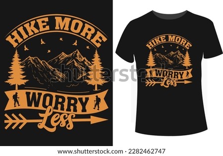 Hike more worry less t-shirt design with mountain vector and vintage color