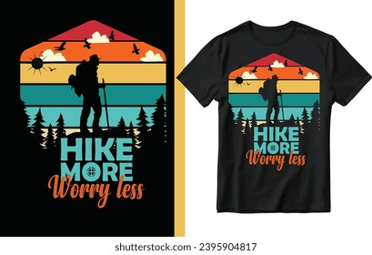 Hike-more worry less t shirt design, hiking t shirt design