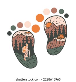 Hiker graphic illustration vector art t-shirt design