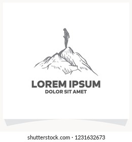 Hiker Hand Drawn Logo Design Template
