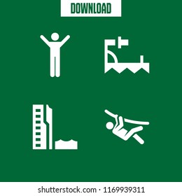 hiker icon. 4 hiker vector set. man with open arms, crampons, climbing and via ferrata icons for web and design about hiker theme