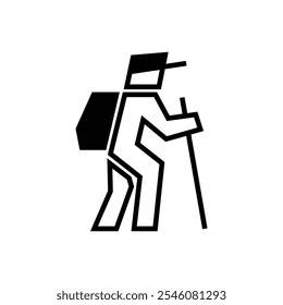 Hiker icon on white background. Flat design vector. Eps 10.
