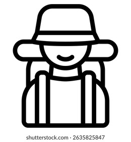 hiker icon with outline style and pixel perfect base. Suitable for website design, logo, app and UI. Based on the size of the icon in general, so it can be reduced.