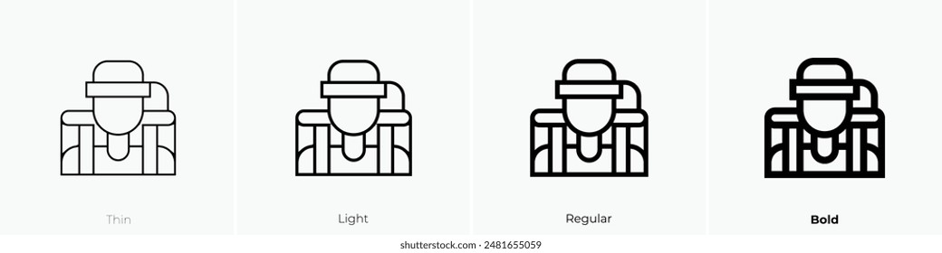 hiker icon. Thin, Light Regular And Bold style design isolated on white background