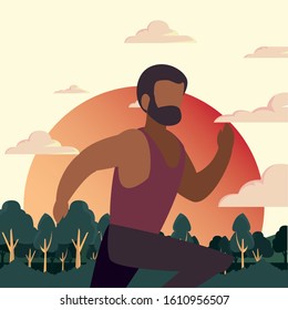 Hiker man and landscape design, Walker excursionist rambler tripper tourist travel trip tourism and journey theme Vector illustration