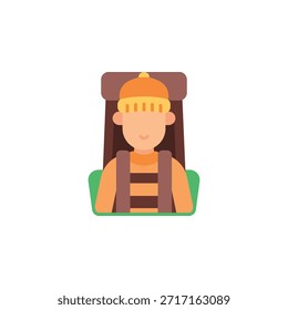 Wanderer-Mann-Vektorsymbol. Abenteuer Symbol flachen Stil. perfekte Verwendung für Logo, Präsentation, Website und mehr. moderne Icon Design Farbstil
