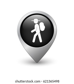 Hiker map pointer, black with metal frame and shadow