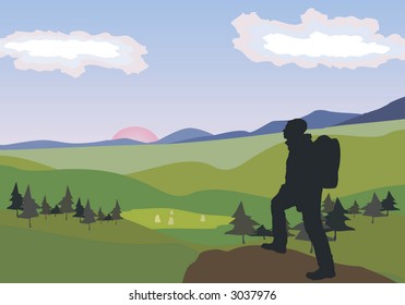 Hiker in mountains