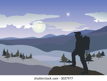 Hiker in mountains