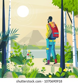 hiker in the mountains illustration