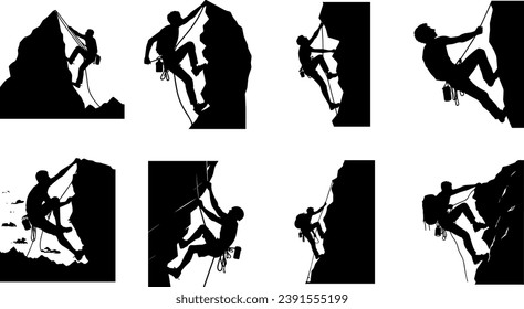 Hiker Silhouette, Mountain Climber Adventure Silhouette 