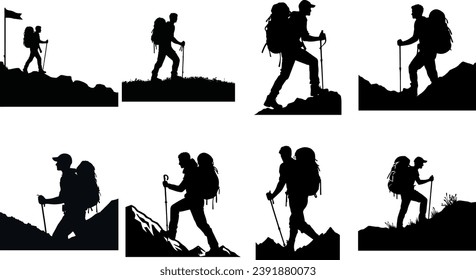 Hiker Silhouette, Mountainbike-Abenteuer Silhouette 