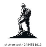 A hiker silhouette vector art, graphics