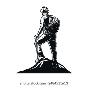 A hiker silhouette vector art, graphics