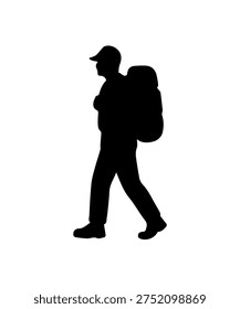 Hiker silhouette walking with a backpack representing outdoor adventure