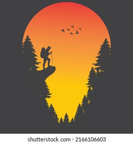 Hiker T-Shirt Design Vector Hiker