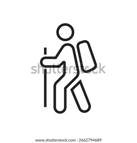 hiker walking icon outline editable stroke line drawing eps