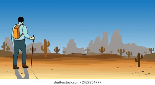 hiker in the western desert