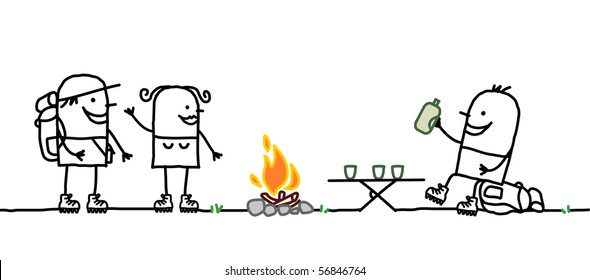  hikers & campfire