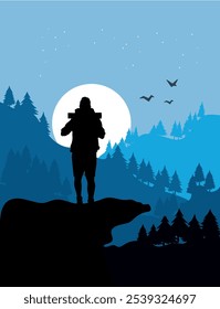 A Hiker's Silhouette in the MoonlitT Shirt
