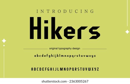 Hikers Sport Modern Italic Alphabet Font. Typography urban style fonts for technology, digital, movie logo design. vector illustration